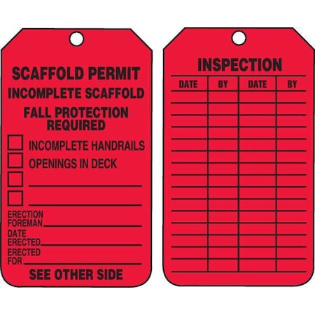 Tag, Scaffold, Plastic, 5 3/4 in H x 3 1/4 in W, Rectangle, 25 PK MPN:TRS320PTP