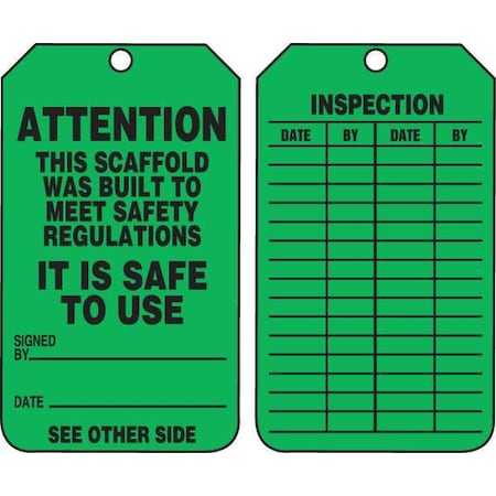 Tag, Scaffold, Plastic, 5 3/4 in H x 3 1/4 in W, Rectangle, 25 PK MPN:TRS328PTP