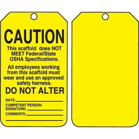 Tag, Scaffold, Cardstock, 5 3/4 in H x 3 1/4 in W, Rectangle, 25 PK MPN:TSS102CTP