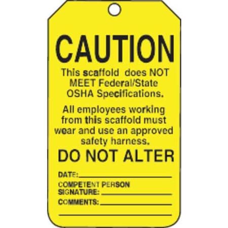 Tag, Scaffold, Plastic, 5 3/4 in H x 3 1/4 in W, Rectangle, 25 PK MPN:TSS102PTP