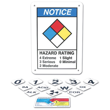 NFPA Sign, NFPA Diamond Hazard Rating 4 Extreme, 3 Serious, 2 Moderate, 1 Slight, 0 Minimal, 7 in W MPN:ZFD812VA