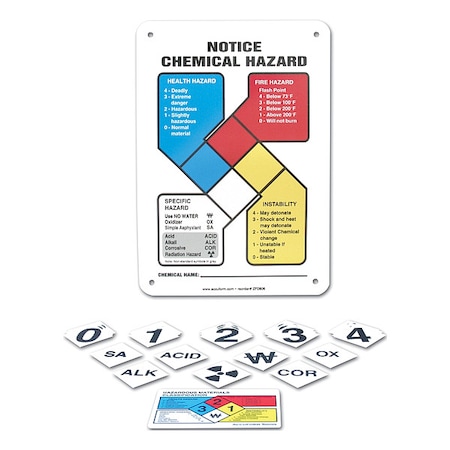 NFPA Sign, NFPA Notice Chemical Hazard Sign, 7 in W, 10 in H MPN:ZFD814VA