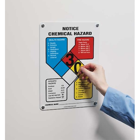 NFPA Sign, NFPA Notice Chemical Hazard Sign, 10 in W, 14 in H MPN:ZFD837VA
