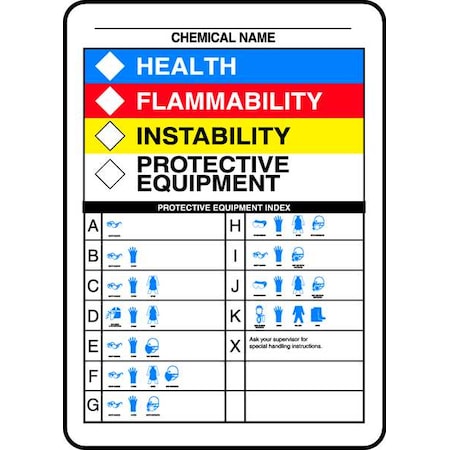Chemical Label, Chemical Name, Health, Flammability, Reactivity, Protective Equipment, Plastic MPN:ZFD841VP