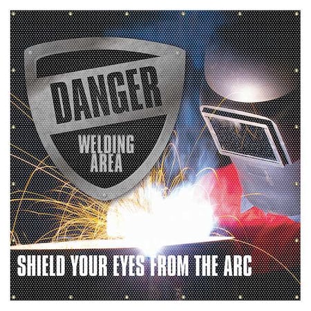Welding Screen, Danger Shield Your Eyes From the Arc, Vinyl, 13 oz/sq yd., 6 ft. x 6 ft., Blue MPN:PWD100BU