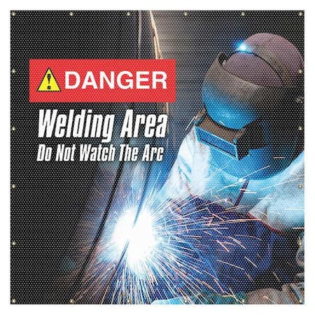 Welding Screen, Welding Area Do Not Watch the Arc, Vinyl, 13 oz/sq yd., 6 ft W x 6 ft H, Yellow MPN:PWD108YL