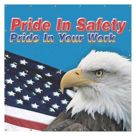 Welding Screen, Pride In Safety, Pride In Your Work, Vinyl, 32 oz/sq yd, 6 ft W x 6 ft H, Blue MPN:PWD124BU