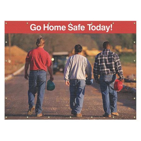 Welding Screen, Go Home Safe Today, Transparent Vinyl, 13 oz/sq yd, 6 ft W x 6 ft H, Yellow MPN:PWD130YL