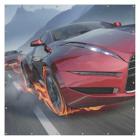 Printed Welding Screen, Cars Graphic, Transparent Vinyl, 13 oz/sq yd, 6 ft W x 6 ft H, Red MPN:PWD132RD