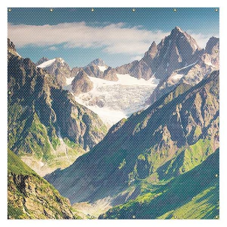 Printed Welding Screen, Mountain Image, Transparent Vinyl, 13 oz/sq yd, 6 ft W x 6 ft H, Red MPN:PWD140RD