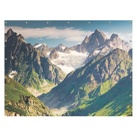 Printed Welding Screen, Mountain Image, Transparent Vinyl, 13 oz/sq yd, 8 ft W x 6 ft H, Blue MPN:PWD142BU