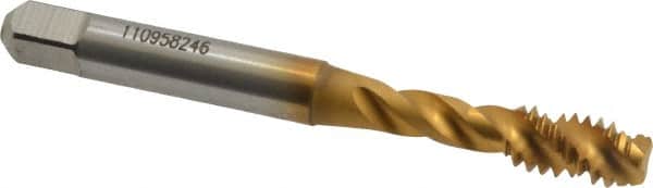 Spiral Flute Tap: 1/4-20, UNC, 3 Flute, Modified Bottoming, 2B Class of Fit, Powdered Metal, TiN Finish MPN:40085-01T