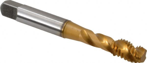 Spiral Flute Tap: 5/16-18 UNC, 3 Flutes, Modified Bottoming, 2B Class of Fit, Powdered Metal, TIN Coated MPN:40105-01T