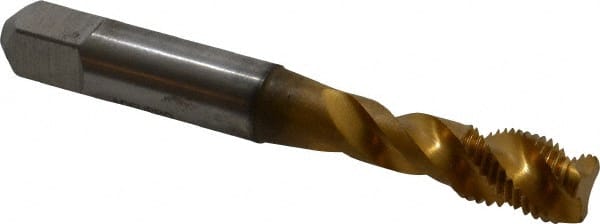 Spiral Flute Tap: 3/8-24 UNF, 3 Flutes, Modified Bottoming, 3B Class of Fit, Powdered Metal, TIN Coated MPN:40133-01T