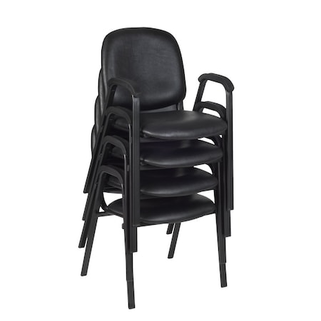 Regency Ace Vinyl Guest Stacking Chair with Arms (4 pack)- Black MPN:2125LBK4PK