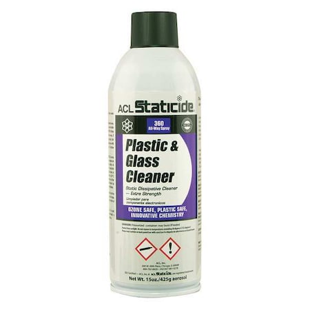 Liquid Glass and Plastic Cleaner, 15 oz, White, Fresh, Aerosol Can MPN:8670