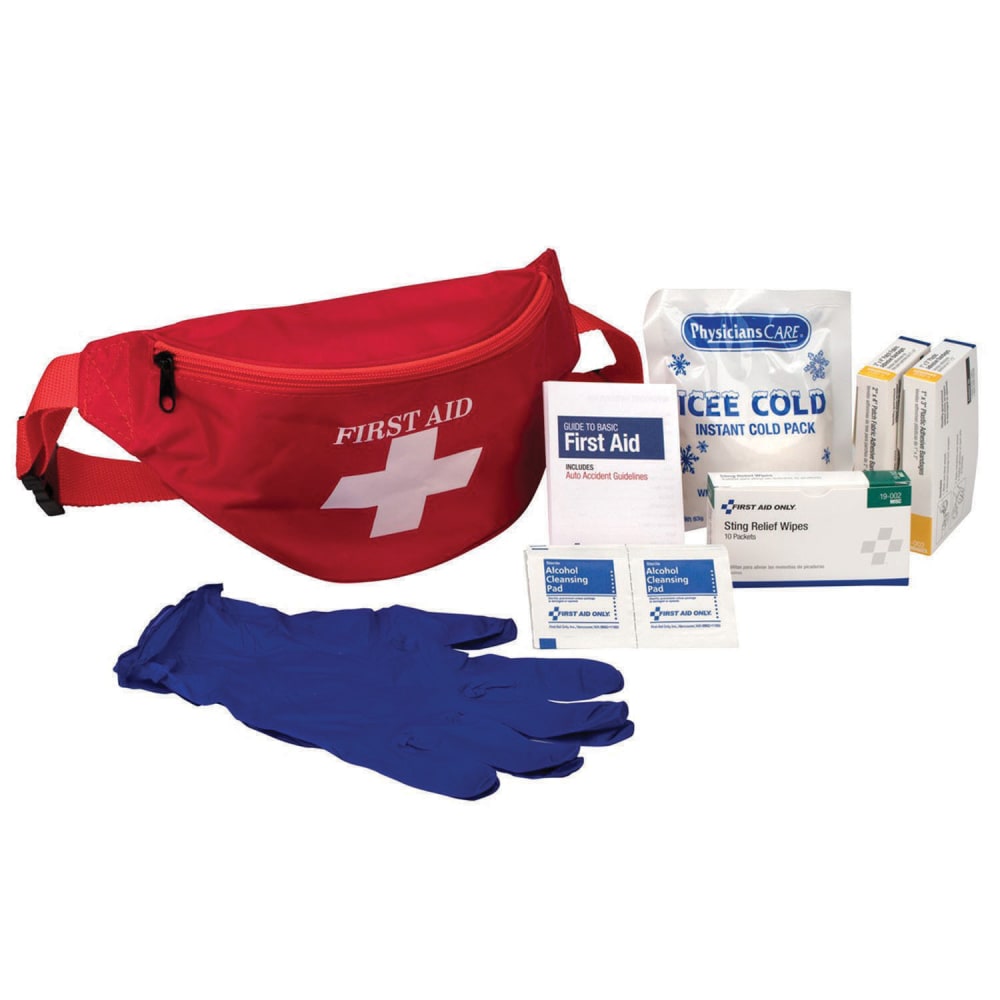 PhysiciansCare First Aid Kit Fanny Pack, 8.3inH x 4.3inW x 4.2inD, Red MPN:ACM30500