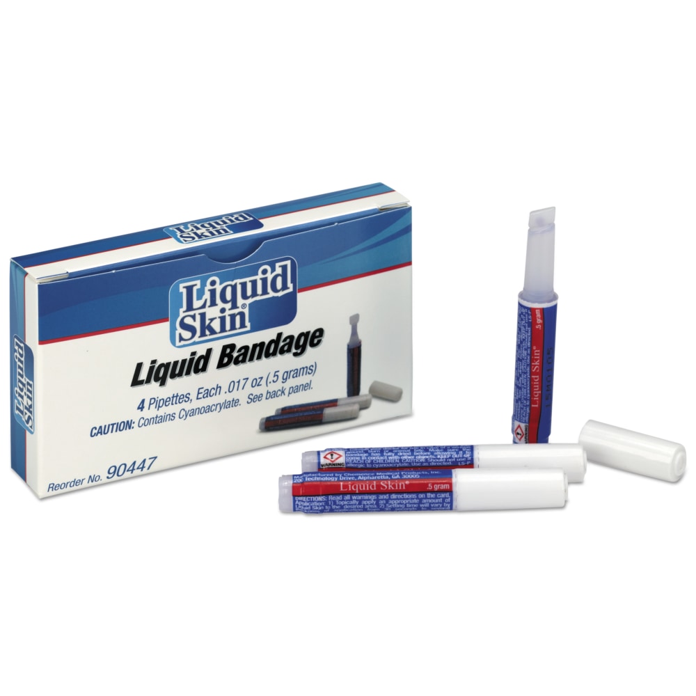 First Aid Only Liquid Skin Bandages Refill, 0.02 Oz, Box Of 4 Pipettes MPN:90447