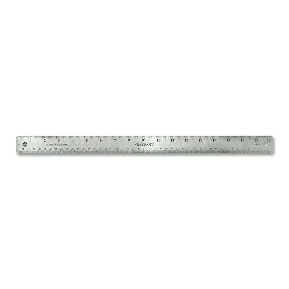 Westcott Stainless Steel Ruler, 18in/45cm (Min Order Qty 6) MPN:50203
