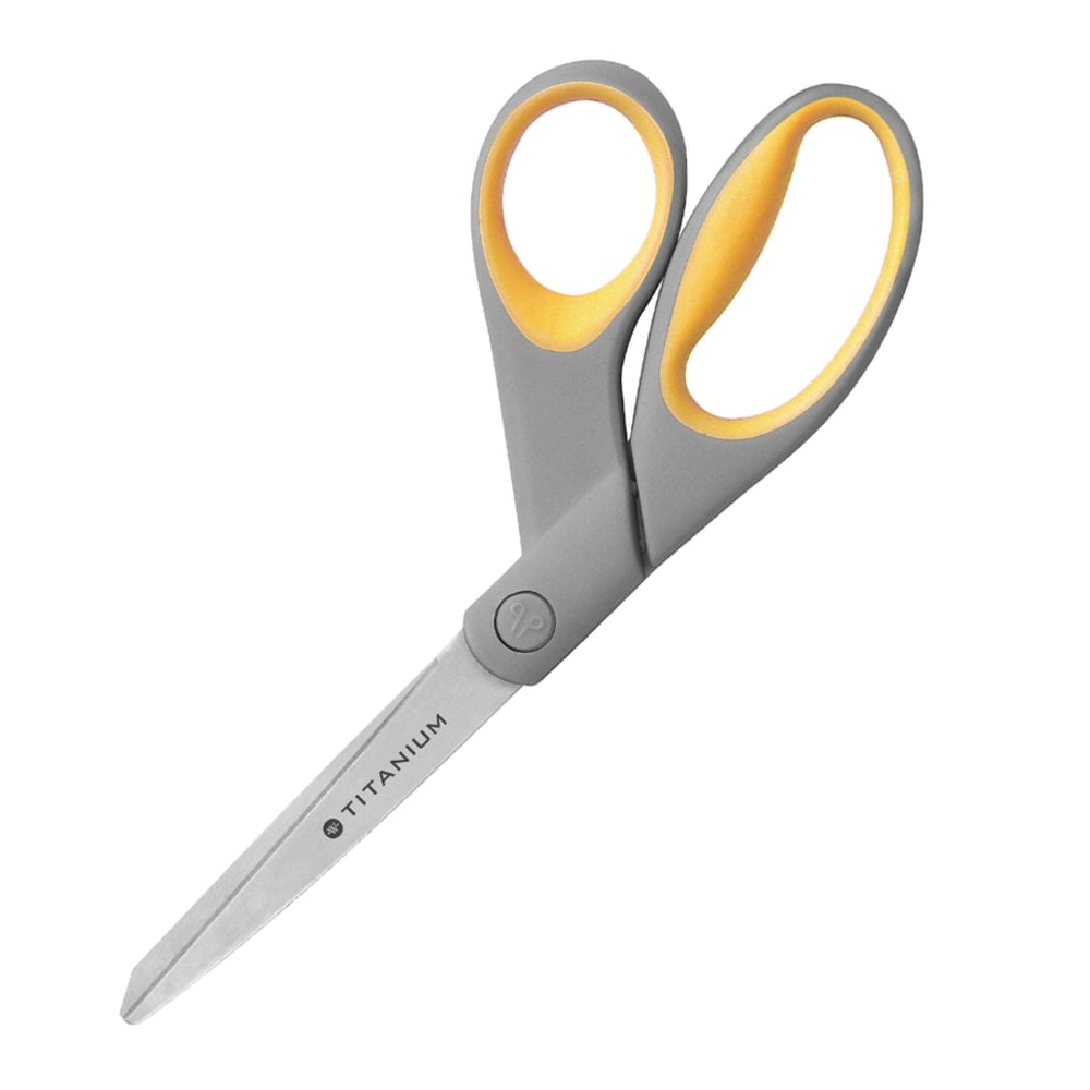 Westcott Titanium Bonded Scissors, 8in, Bent, Gray/Yellow (Min Order Qty 5) MPN:13731
