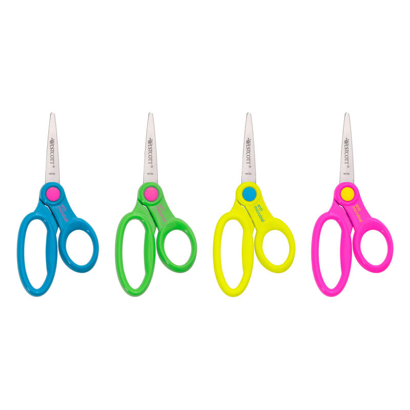 Westcott Ant-Microbial Kids Scissors, 5in, Pointed, Assorted Colors MPN:14607