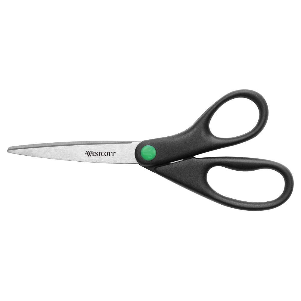 Westcott KleenEarth 8in Scissors, 70% Recycled, Pointed, Black (Min Order Qty 73) MPN:41418