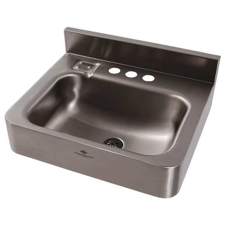 Silver Bathroom Sink, Stainless Steel, Wall Mount Bowl Size 14-1/2