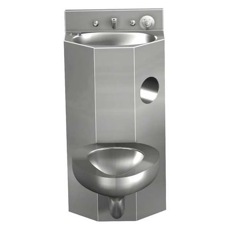 Prison Toilet and Sink Combination Unit, 1.6 gpf gpf, Off Floor Mount, Silver MPN:1418-CT-1-04-M-PHR-C01