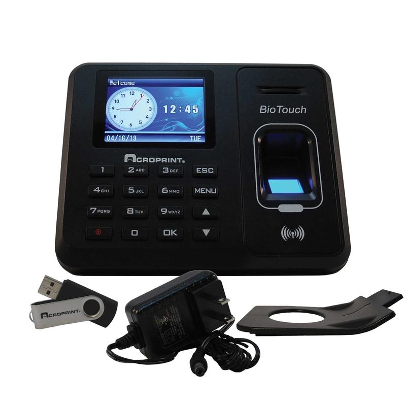 Acroprint BioTouch Time Clock, 500 Employees, 5inH x 6inW x 1-1/2inD, Black MPN:01-0276-000