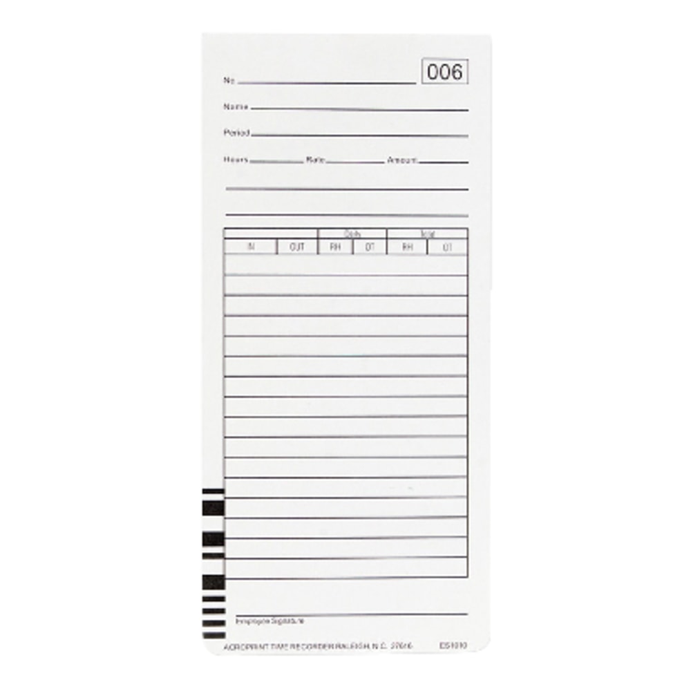 Acroprint Weekly Time Cards For Acroprint ES1000 Atomic Totalizing Payroll Recorder, 10in x 4in, Beige, Pack Of 100 MPN:99111000