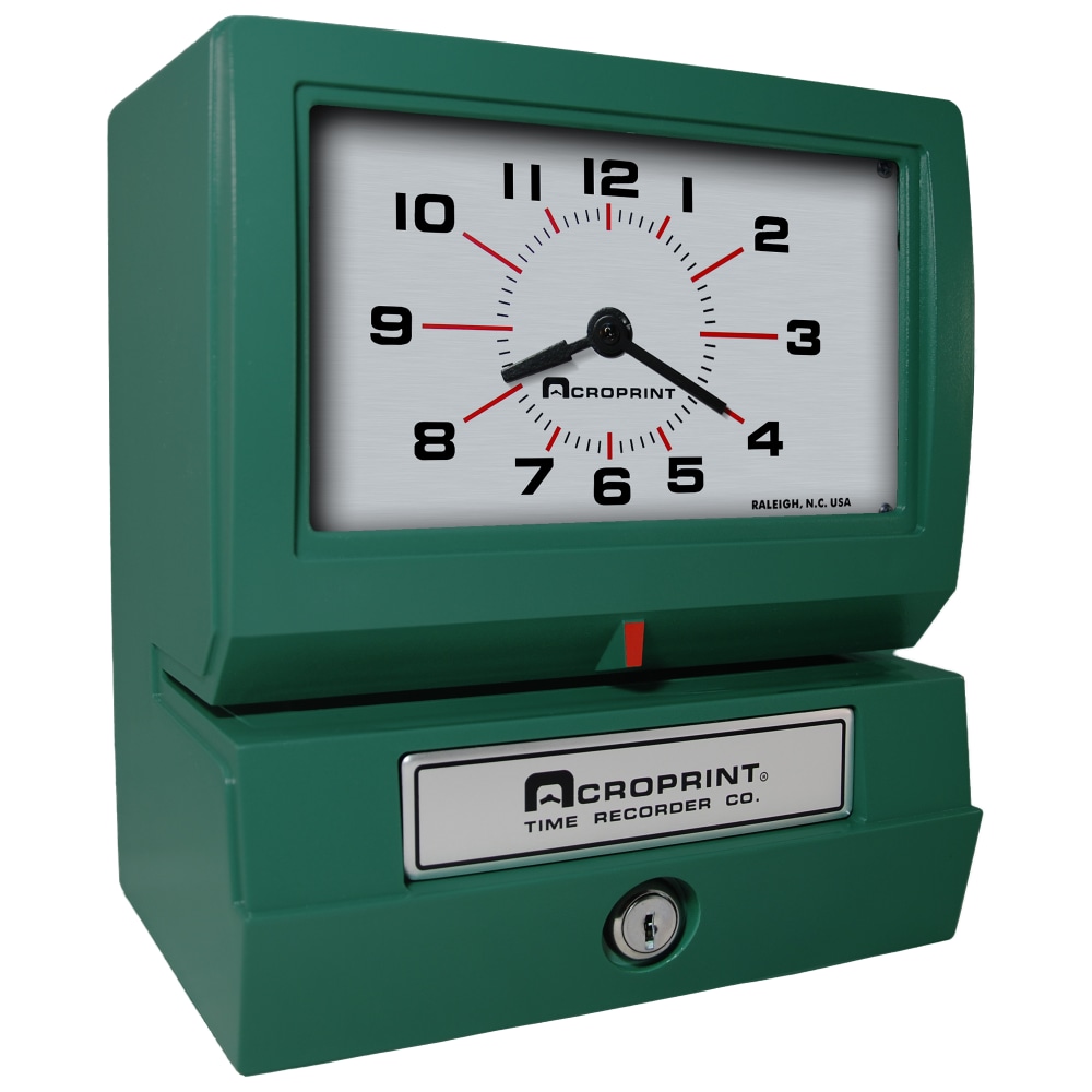 Acroprint Model 150 QR4 Time Clock, 13inH x 11inW x 9inD, Green MPN:012070413