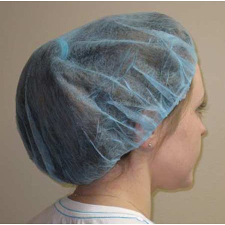 Bouffant Cap, Polypropylene, 24 in Dia., Blue, L, 1000 PK MPN:B-24-1000B