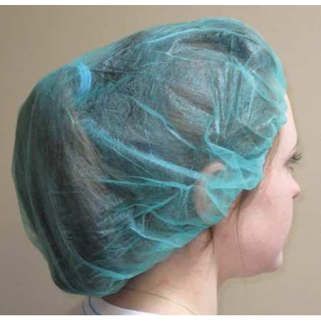 Bouffant Cap, Polypropylene, 24 in Dia., Green, L, 1000 PK MPN:B-24-1000G