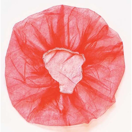 Bouffant Cap, Polypropylene, 21 in Dia., Red, M, 1000 PK MPN:B21R