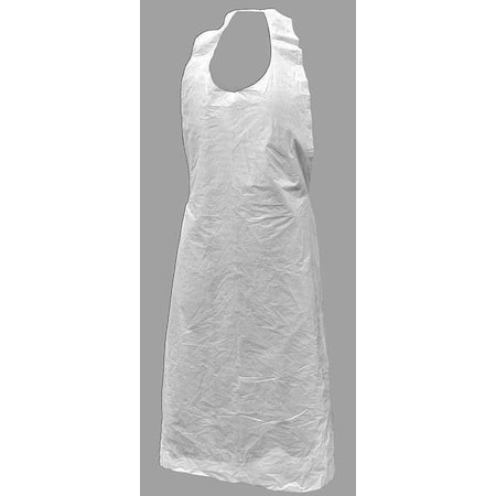 Chemical Resistant Bib Apron, Polyethylene, Plain, 1 mil, 46 in, White, 28 in x 46 in, 1000 PK MPN:PE461W