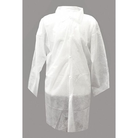 Disposable Lab Coat, Polypropylene, Snaps Closure, White, S, 30 PK MPN:PP110-S