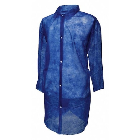 Disposable Lab Coat, Polypropylene, Snaps Closure, Blue, S, 30 PK MPN:PP110B-S
