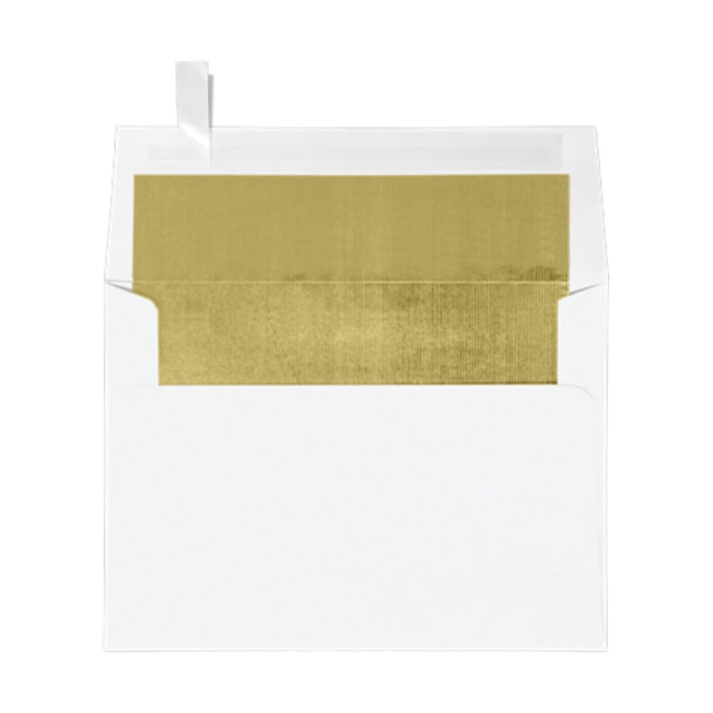 LUX Invitation Envelopes, A7, Peel & Stick Closure, Gold/White, Pack Of 250 MPN:FLWH4880-04-250