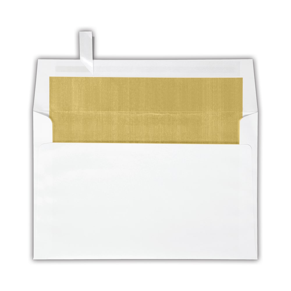 LUX Invitation Envelopes, A9, Peel & Press Closure, Gold/White, Pack Of 50 MPN:FLWH4895-04-50