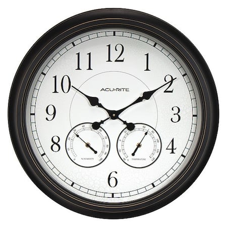 Weathered Black Wall Clock W/ Thermometer and Hygrometer, 24