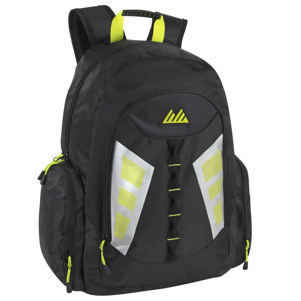 Mountain Edge Multi-Pocket Backpacks With 17in Laptop Sleeves, Black/Yellow, Case Of 24 Backpacks MPN:2050Q24