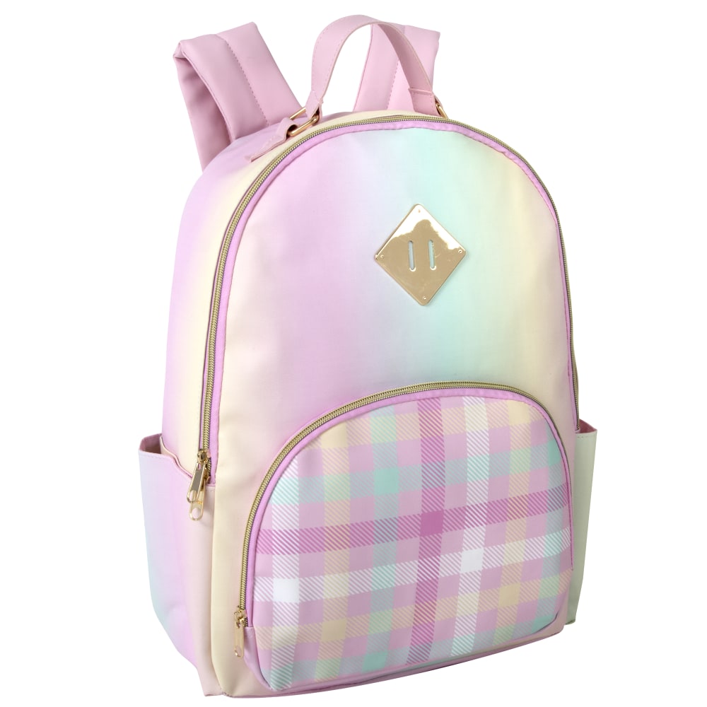 Trailmaker Emma & Chloe Vegan Leather Backpack, Pink/Plaid MPN:2086