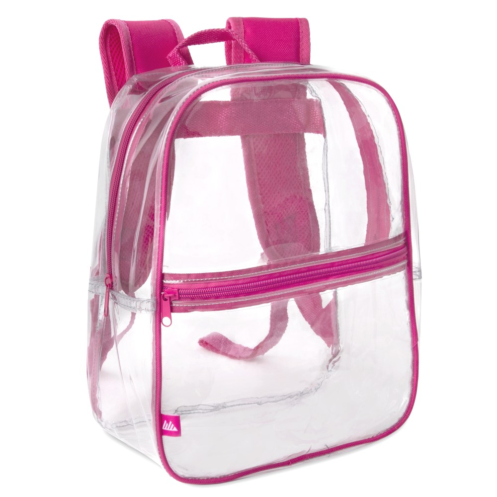 Trailmaker Mini Stadium Approved Backpack, 12inH x 10inW x 4inD, Clear/Pink MPN:2342PNK