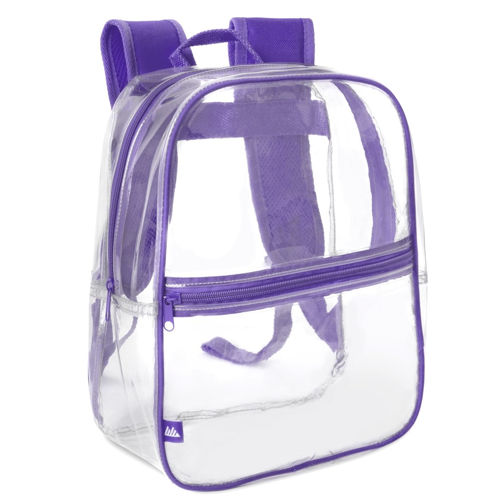 Trailmaker Mini Stadium Approved Backpack, 12inH x 10inW x 4inD, Clear/Purple MPN:2342PUR