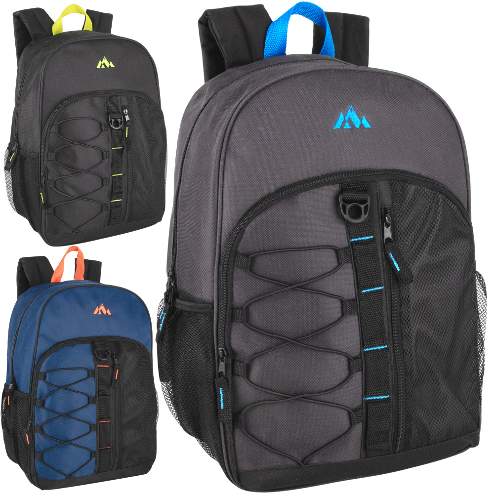 Summit Ridge Bungee Backpacks, Assorted Colors, Case Of 24 Backpacks, 2938Q24 MPN:2938Q24