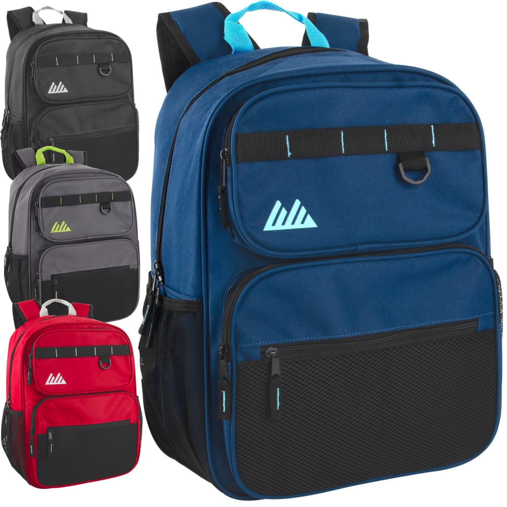 Summit Ridge Multi-Pocket Backpacks, Assorted Colors, Case Of 24 Backpacks, 2939Q24 MPN:2939Q24