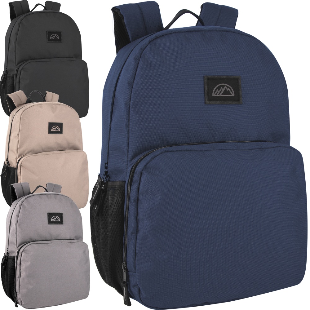 Mountain Edge Dome Backpacks With 17in Laptop Sleeves, Black/Gray/Navy/Tan, Total Qty 24 MPN:4086ASTQ24