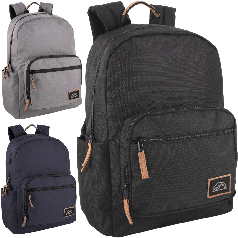 Mountain Edge Deluxe Backpacks With 17in Laptop Sleeves, Black/Gray/Navy, Total Qty 24 MPN:4087ASTQ24