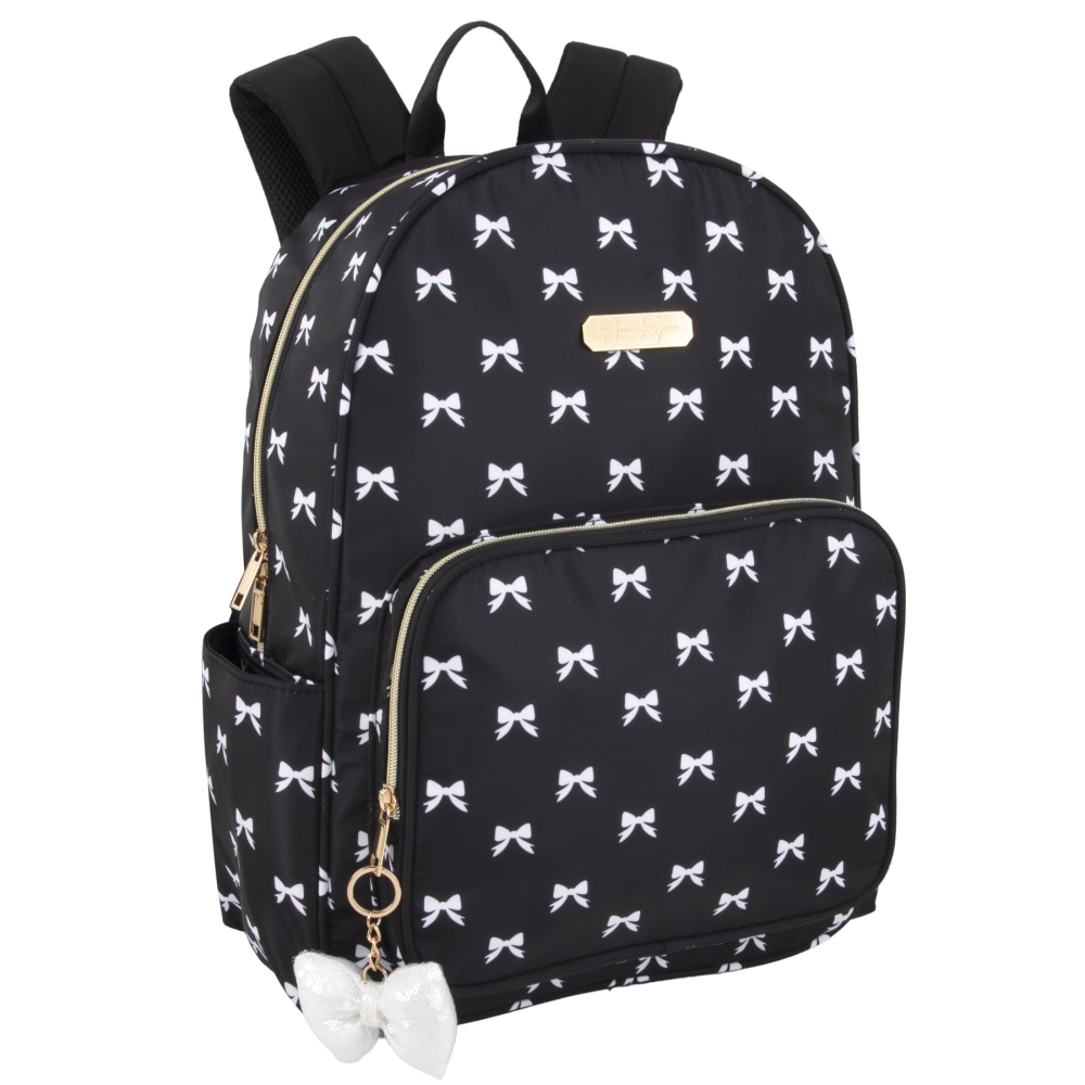 Jessica Simpson Women's Travel Backpack With 16in Laptop Pocket, Black/White Bows, Total Qty 1 MPN:4177