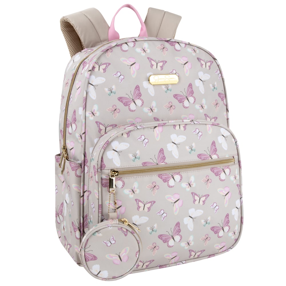 Jessica Simpson Women's Travel Backpack With 16in Laptop Pocket, Tan Butterflies, Total Qty 1 MPN:4226